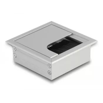 DeLOCK priechodka káblov na montáž na stôl s kefou 80x80x28mm strieborná