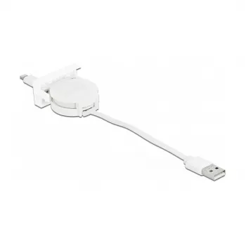 Kábel DeLOCK Easy 45 modul USB 2.0 zasúvací kábel USB Type-A na 8 Pin Lightning konektor samica biely