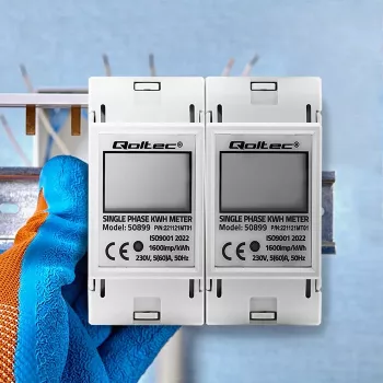 Jednofázový merač spotreby energie QOLTEC 50899 230 V 50 Hz, 5(60)A, trieda 1.0, LCD
