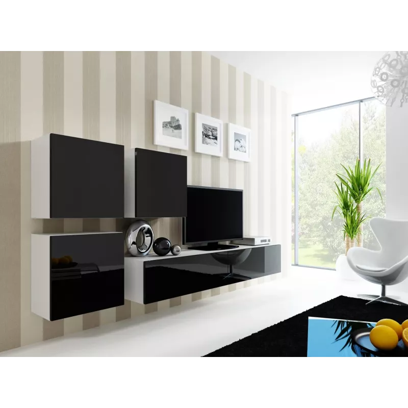Cama Square skriňa VIGO 50/50/30 biela/čierna lesk