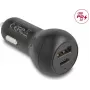 DeLOCK 64329 autonabíjačka, USB Type-C PD 3.0 + USB Type-A, 32 W, 12-24 V, rýchle nabíjanie, čierna