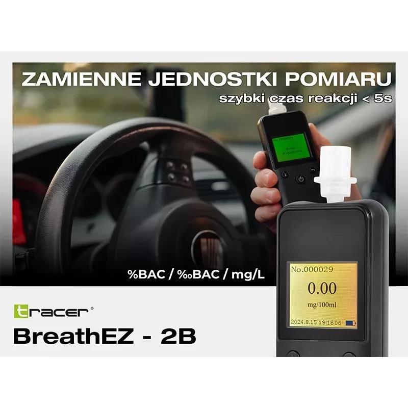 Tracer BreathEZ-2B polovodičový alkohol tester dychu, čierny