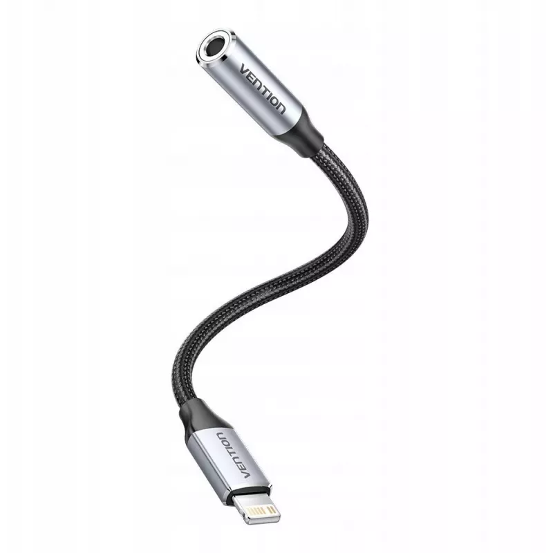 Audio adaptér Vention Lightning na 3,5 mm BMBHA, Lightning na 3,5 mm káblový adaptér s 0,1 m káblom, sivý
