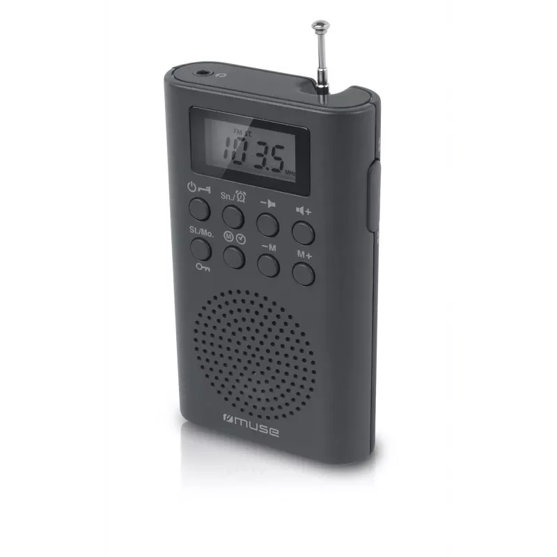 Prenosné rádio Muse M-03 R s FM-PLL ladením, LCD displej, externá anténa, čierne