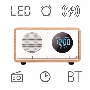 MANTA RDI912W Rimini rádiobudík, Bluetooth a bezdrôtové nabíjanie, biela
