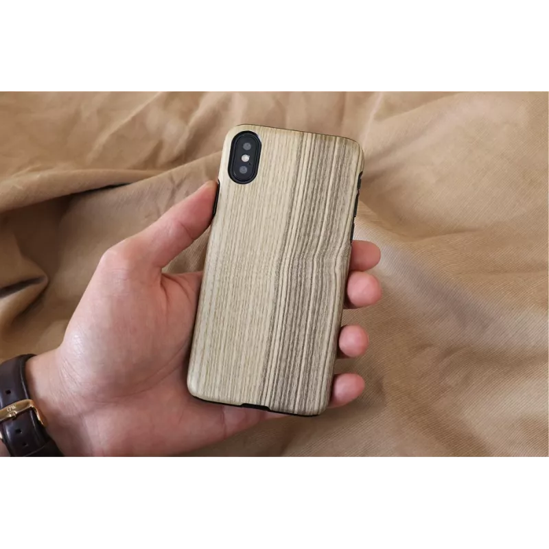 Puzdro na smartphone man and wood pre iPhone X/XS – Vintage Olive čierna