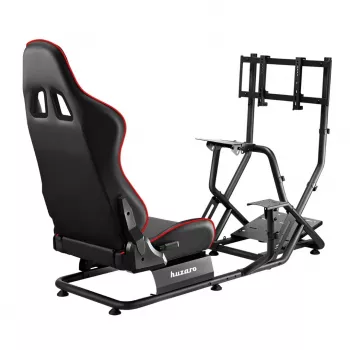 Racing kokpit huzaro Speed 6.0 s nastaviteľným sedadlom, oceľový rám, uhol 30°–90°, podporuje do 120 kg, červená, 1080×1360×560 mm