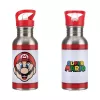 Paladone Super Mario kovová fľaša na vodu so slamkou