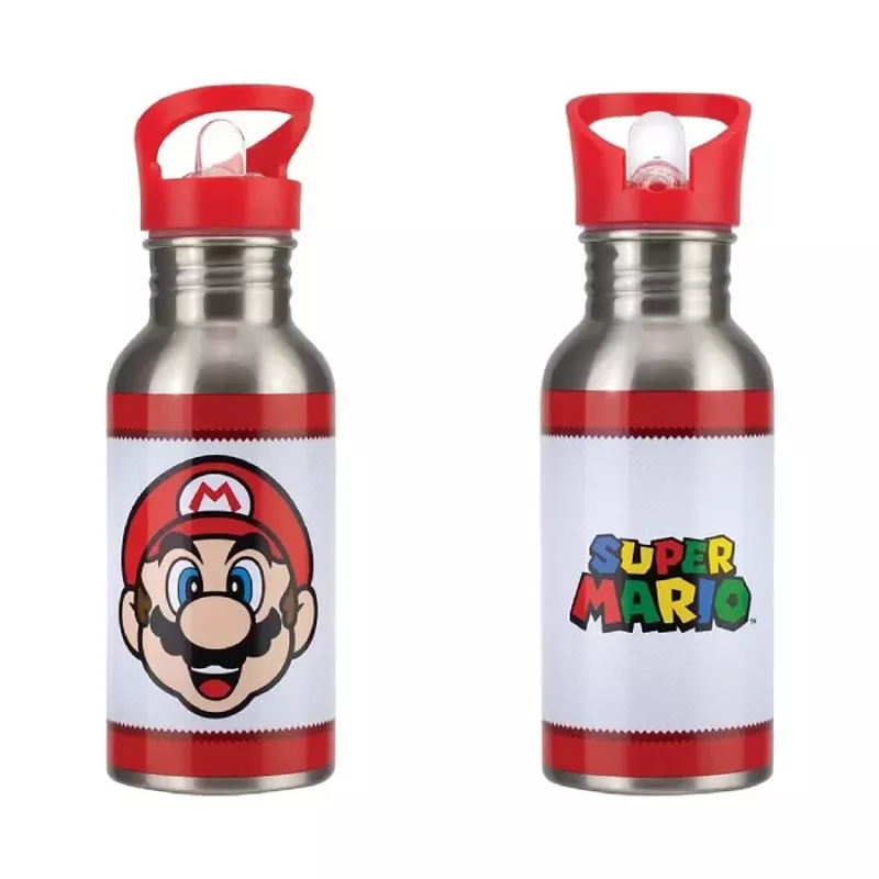 Paladone Super Mario kovová fľaša na vodu so slamkou