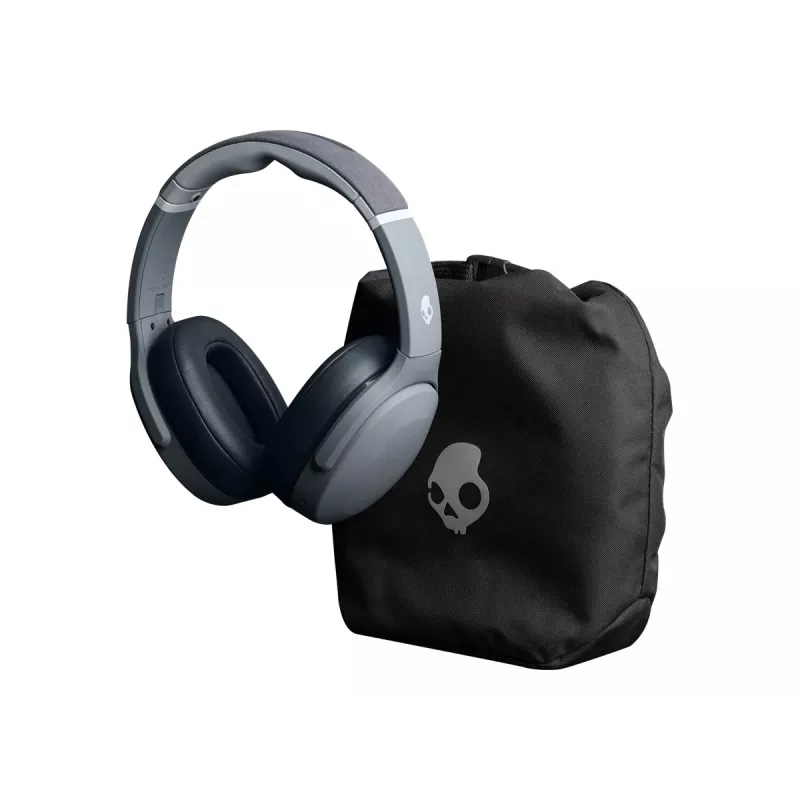 Slúchadlá Skullcandy Crusher Evo — káblové & Bluetooth, sivé, 40 hod. batéria, USB-C, AUX, skladacie