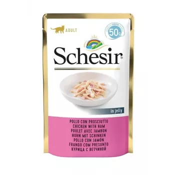SCHESIR v želé kura so šunkou - mokré krmivo pre mačky - 50 g