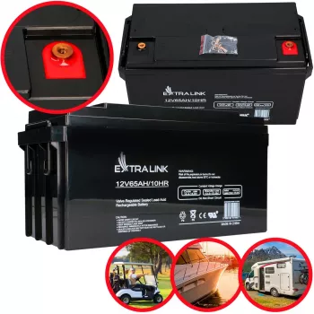 Uzavretá olovená batéria Extralink Akkumulator AGM 12V 65Ah, VRLA, čierna, 1 ks