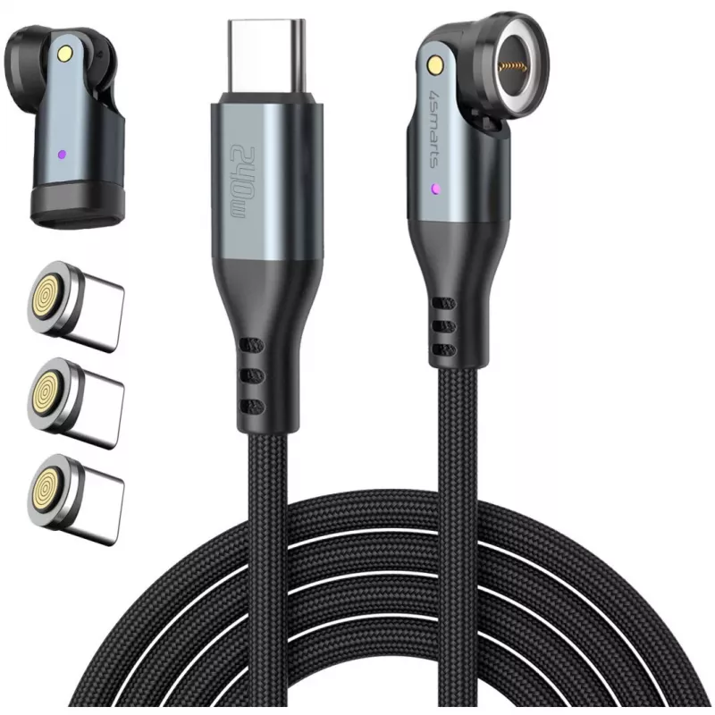 USB-C kábel 4smarts GravityCord 240W 1,8 m – USB-C na USB-C vysokovýkonné nabíjanie a dáta