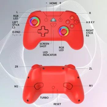 Subsonic bezdrôtový LED ovládač červený pre Switch