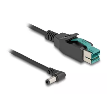 DeLOCK PoweredUSB kábel konektor samec 12 V na DC 5,5 x 2,5 mm konektor samec zahnutý 1 m