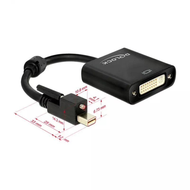 Videokábel-adaptér DeLOCK 62639 Mini DisplayPort na DVI-I 0,25m čierny