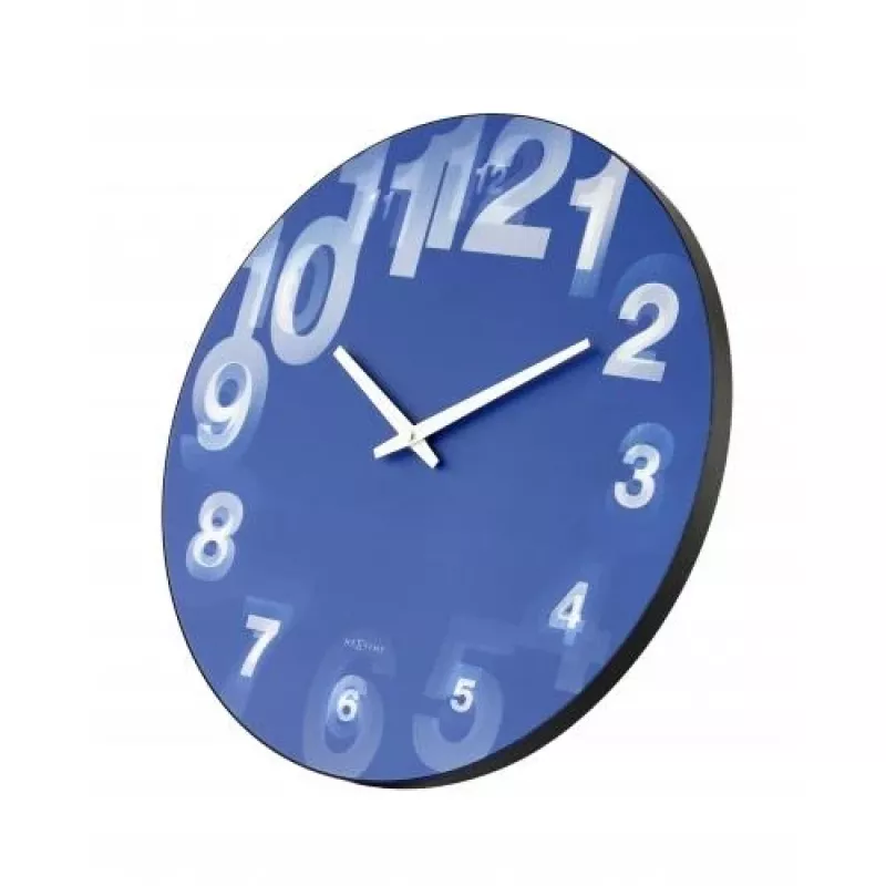 NeXtime hodiny 3077bl 3D, Ø39,5 cm, nástenné, modrá/biela