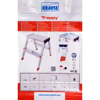 Skladacie schodíky Krause Treppy strieborná 130020 — hliník, 2 stupne, nosnosť 150 kg, zložené 55×20 cm, hmotnosť 2 kg