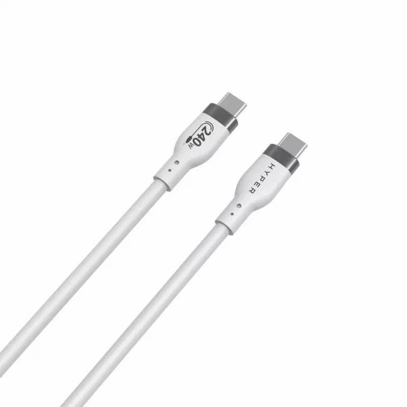 HYPER HyperJuice 240W silikónový USB-C na USB-C kábel (0,9 m/1 m) - biely