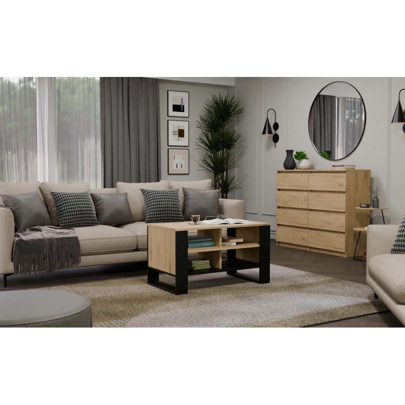Konferenčný stolík top e shop Topeshop STOLIK KAWOWY ŁAWA MODERN 4P Dub Artisan Czern