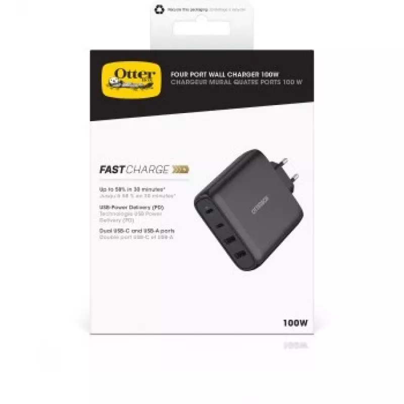 Nástenná nabíjačka OTTERBOX 78-81343 100W GaN s 2× USB-C a 2× USB-A konektormi