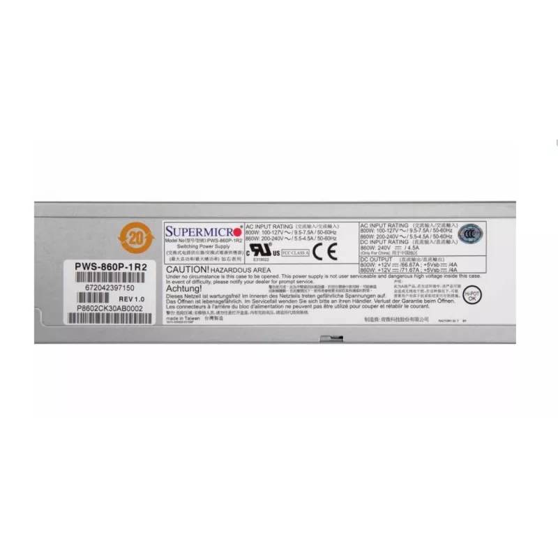 Serverové príslušenstvo napájací zdroj 860W REDUNDANT/PWS-860P-1R2 Supermicro