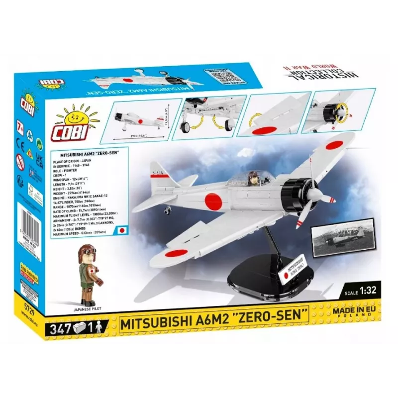 Stavebnica Cobi Mitsubishi A6M2 „Zero-Sen“ — 347 dielov, odporúčaný vek 3+