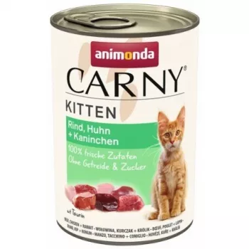 animonda Carny mokré krmivo pre mačky 400 g – vysoký podiel mäsa, bez obilnín, kuracia príchuť, pre mačiatka