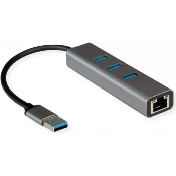 Laptop dock ROLINE 12021112 káblový USB Type-A sivá Ethernet 1000 Mbit/s