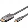 USB pletený adaptérový kábel, USB-C konektor samec > HDMI konektor samec, 4K / 60 Hz (čierna/strieborná, 2 metre)