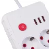 Predlžovacia zásuvka MACLEAN MCE387 W — 2 zásuvky, 3×USB A, 110–240 V, 2500 W, 1,5 m kábel, biela