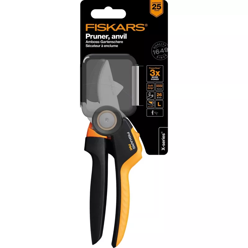 Fiskars X-Series P941 záhradné nožnice nákovové čierna, oranžová