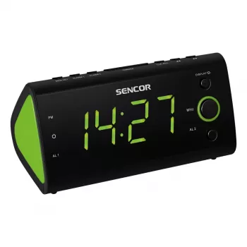 Rádiobudík SENCOR SRC 170GN – FM rádiobudík s duálnym budením, 1,2-palcový LED displej, vnútorná teplota, funkcia odloženého budenia (čierny)
