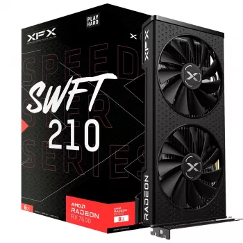 Grafická karta XFX Radeon RX 7600 — 8 GB GDDR6, PCIe 4.0, 128-bit, 2x DisplayPort 2.1, HDMI 2.1, 2 ventilátory