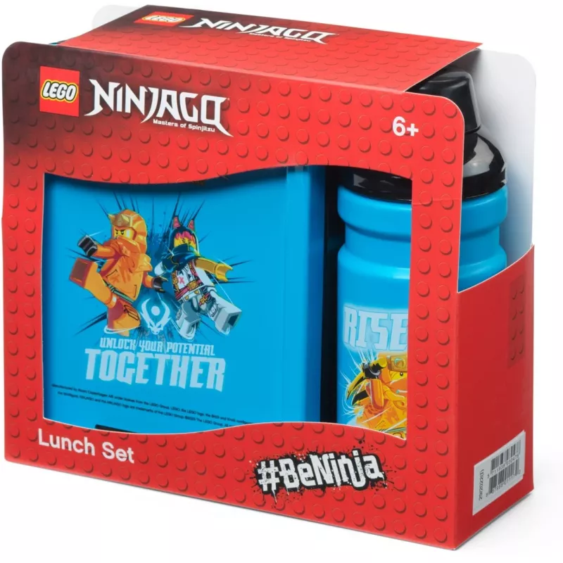 Room Copenhagen LEGO Ninjago Classic súprava desiatového boxu s fľašou, modrá/čierna, 2-dielna