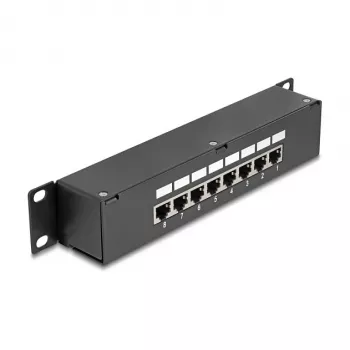 DeLOCK 10 inch spojovací patchpanel 8 portov Cat.6 RJ45 čierny 1U