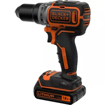 Black & Decker BL186K-QW akumulátorová vŕtačka-skrutkovač, 18 V, lítium-iónová batéria 1,5 Ah, 2 rýchlosti, 1650 ot./min, 52 Nm, s kufríkom, čierna/oranžová