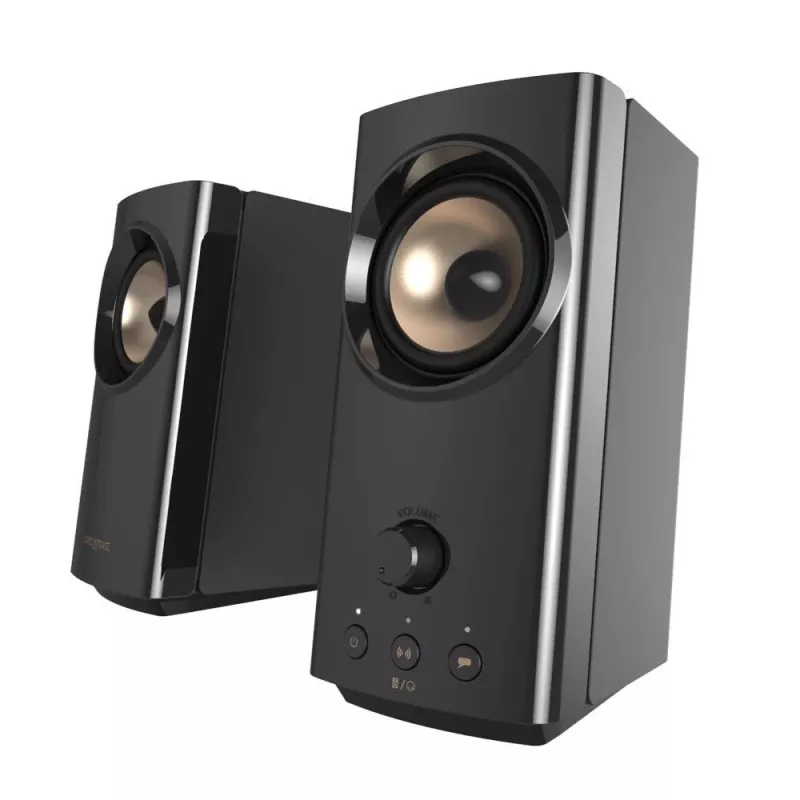 CREATIVE T60 2.0 kompaktné Hi-Fi stolové reproduktory s čistým dialógom a surround cez Sound Blaster SmartComms Kit, USB-C audio, mikrofón a headset konektory B