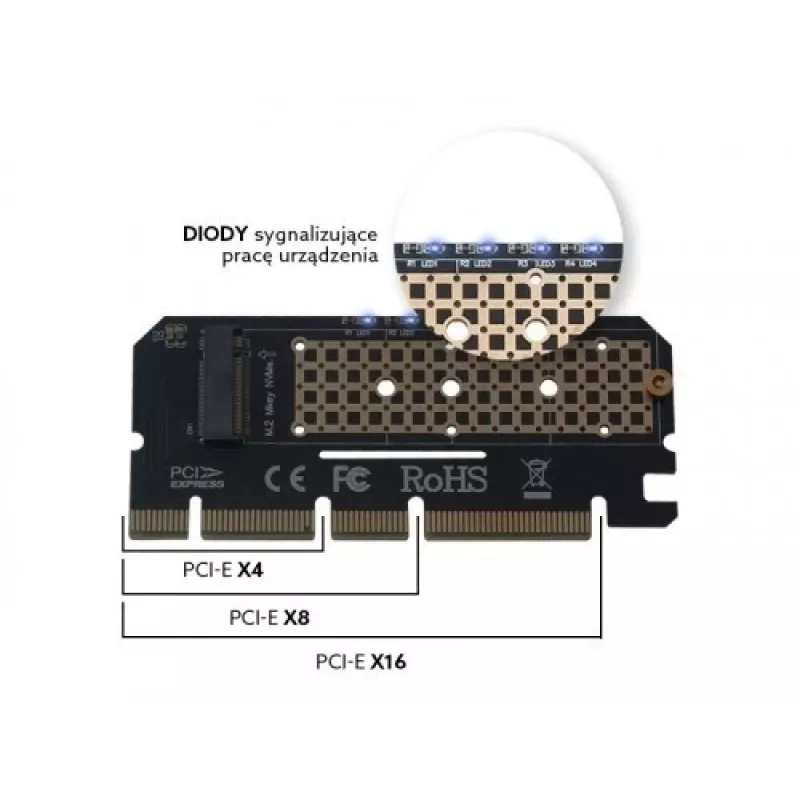 Rozširujúca karta, adaptér M.2 NVMe M-Key PCI-E Savio AK-41
