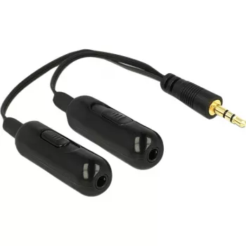 DeLOCK - audio rozbočovač - 30 AWG - Mini-Phone stereo 3,5 mm (M) - Mini-Phone stereo 3,5 mm (F) - 19 cm - čierny (65683)