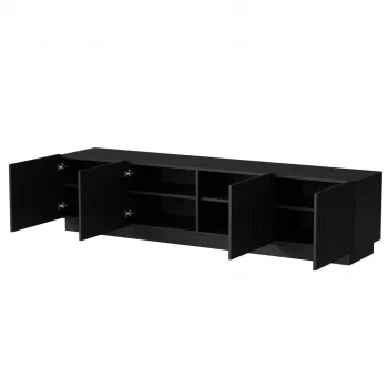 TV skrinka cama meble LIVERTI 2000x420x480 mm, čierna vrchná doska z drevotriesky, čierny rám