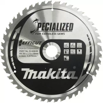 Makita Specialized EFFICUT – kotúč na okružnú pílu – na drevo, kov – 260 mm – 45 zubov – pre Makita LS1018L, LS1018LN (B-64630)