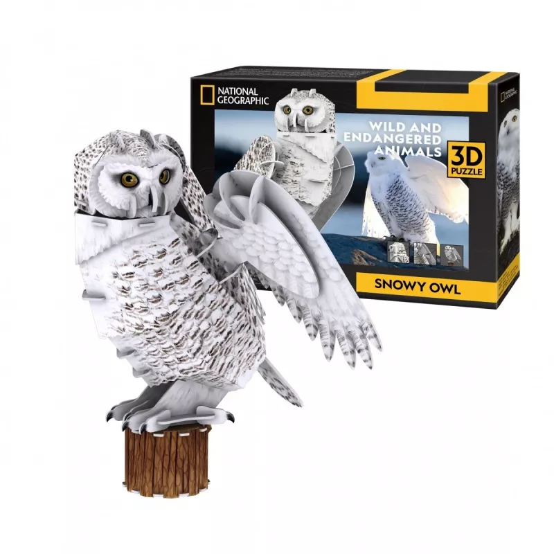 CubicFun 3D puzzle NG sova snežná 32 dielov zvieratá od 8 rokov