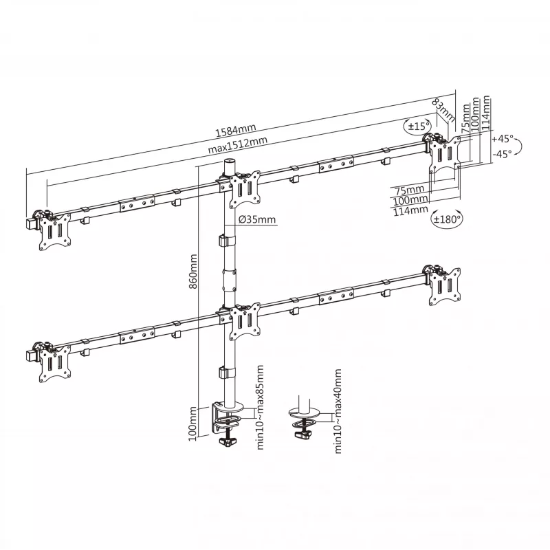 Držiak LCD SBOX LCD-352/6-2 pre 17–32 inch displeje, 7×7 kg, VESA 100×100