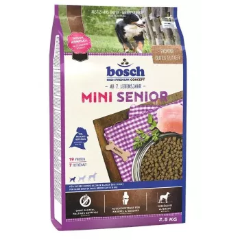 Suché krmivo pre psov Bosch MINI SENIOR 2,5 kg — malé plemená senior, kura, 19 % bielkovín, 7 % tukov