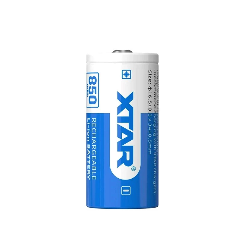 Nabíjateľná Li-Ion batéria XTAR 16340 3,7 V 850 mAh — 34 mm × 16,5 mm, 1 kus