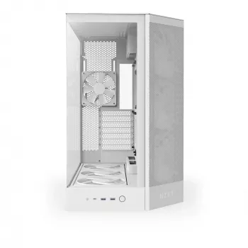 PC Midi Tower skriňa NZXT H9 Flow RGB+ — biela, podporuje ATX/EATX/Micro-ITX, tvrdené sklo, 3x140 mm vpredu + 1x120 mm vzadu ventilátory