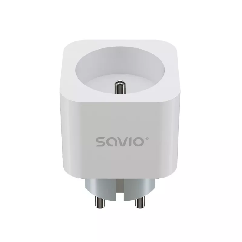 Smart zásuvka SAVIO AS-01 16A Wi‑Fi 2,4 GHz, konektor samec typ E/F, 220–240 V, 3680 W, biela