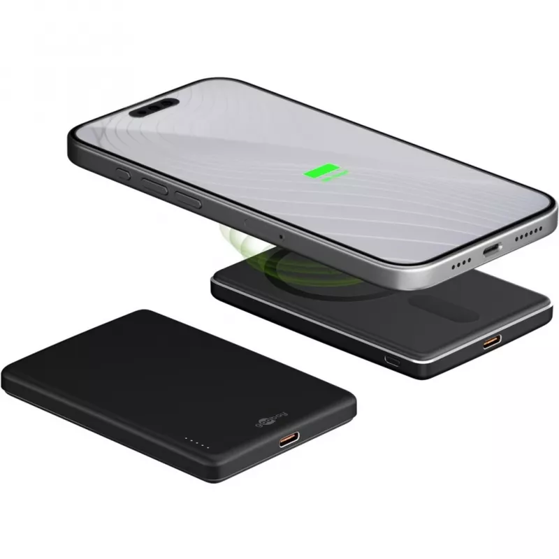 Goobay magnetická bezdrôtová powerbanka | 70182 | 5000 mAh | USB-C | čierna