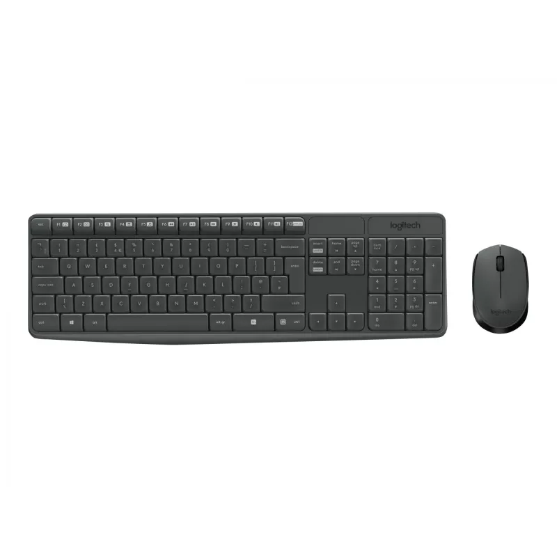Logitech MK235 bezdrôtová súprava klávesnice a myši plná veľkosť sivá